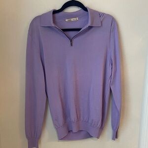 Maurizio Baldassari Brera Lavender Half-Zip Knit Sweater Made in Italy